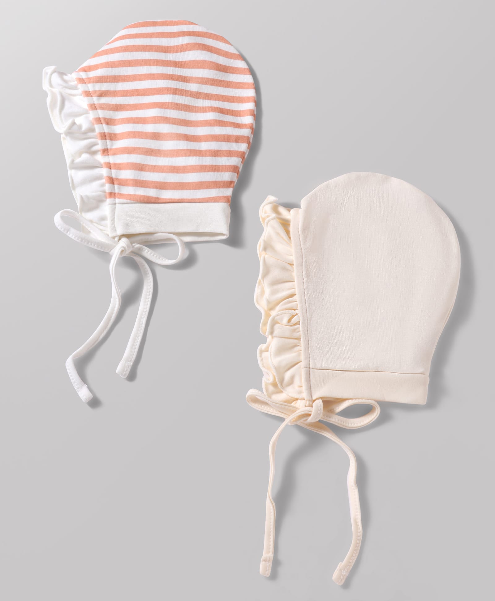 Ben Benny Interlock Knit Stripe Printed Frill Baby Caps Pack of 2 Multicolor - Diameter 9.5 cm-image-42