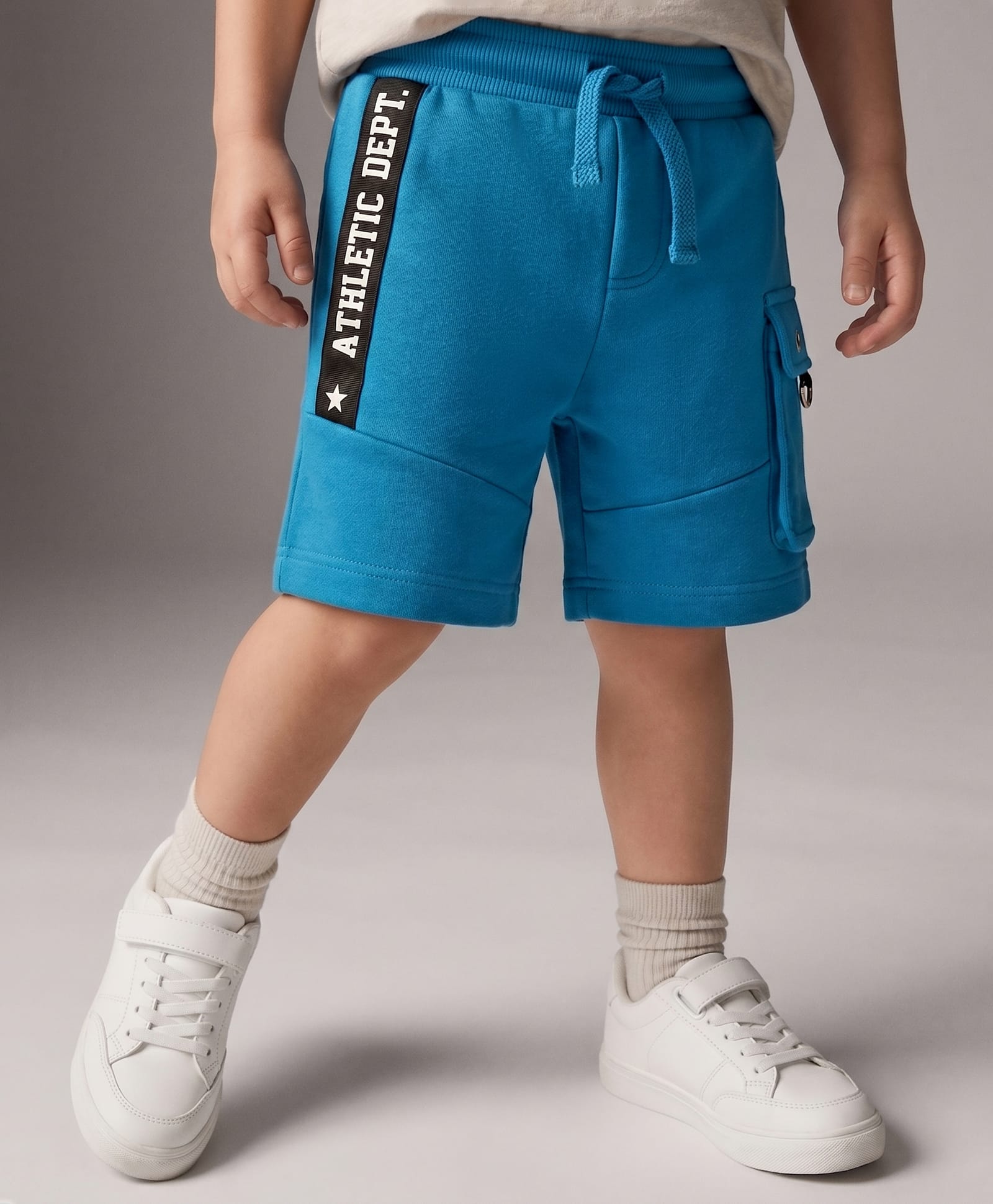 Babyhug Terry Knit Mid Thigh Shorts with Text Print - Blue-picture-14