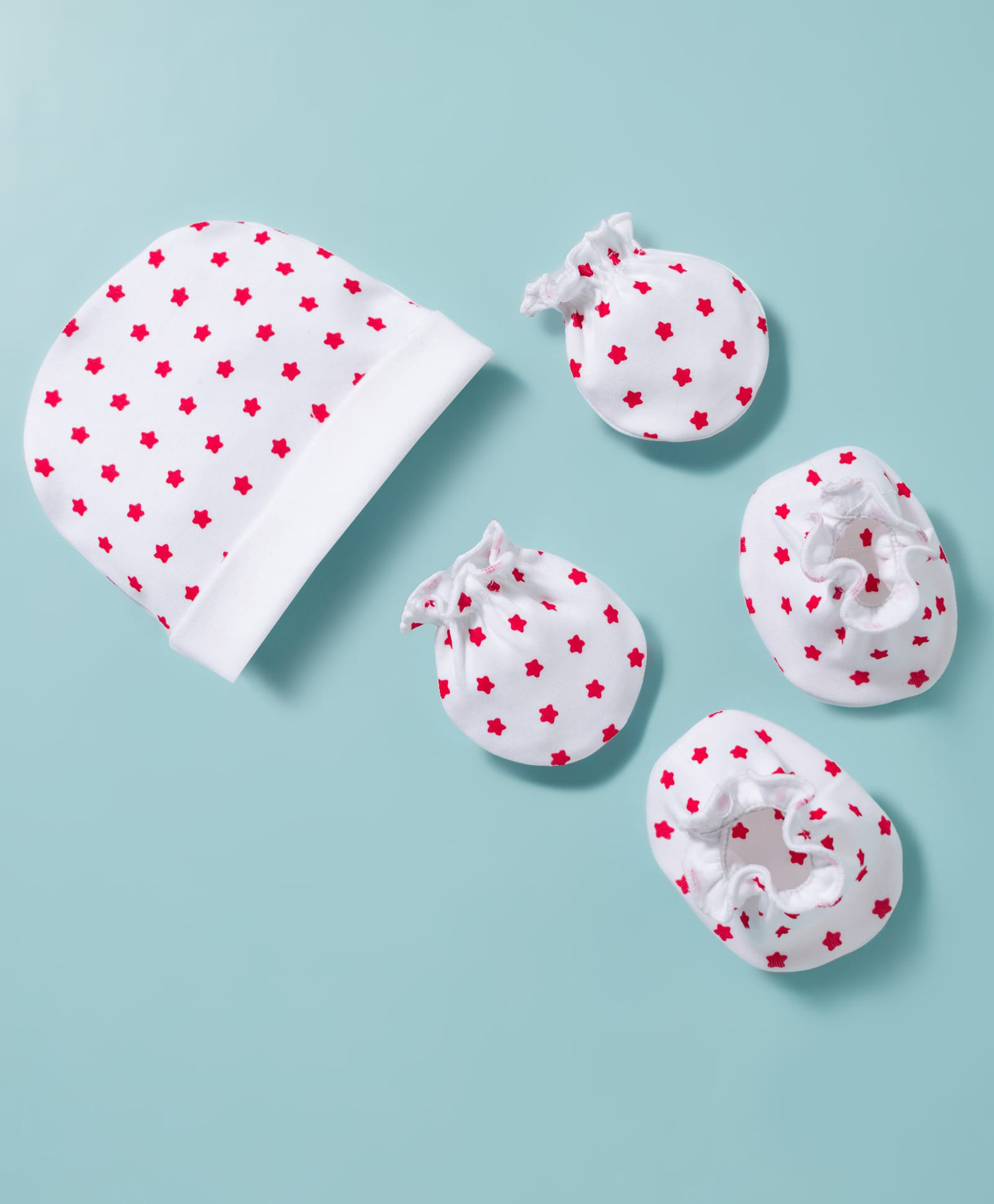 Ben Benny Interlock Knit Cap Mitten & Booties With Heart Print White - Diameter 8.5 cm-picture-22