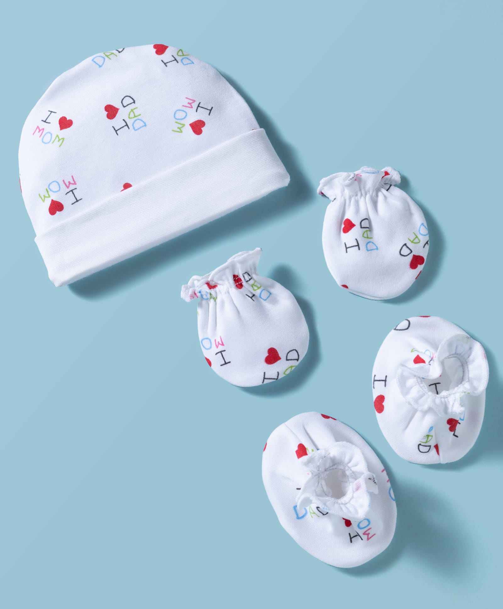 Ben Benny Interlock Knit Cap Mitten & Booties With Text Print White - Diameter 8.5 cm-picture-25