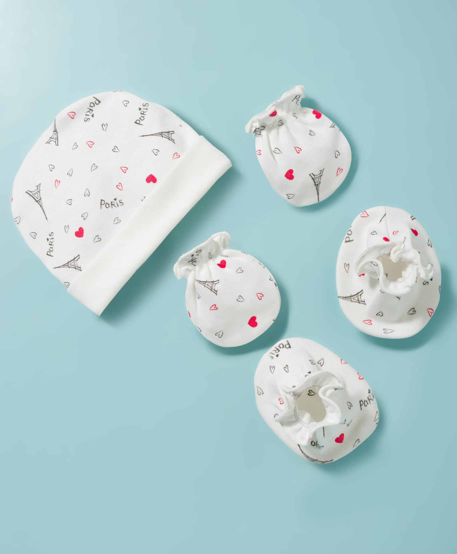 Ben Benny Interlock Knit Cap Mitten & Booties With Paris Print White - Diameter 8.5 cm-image-28