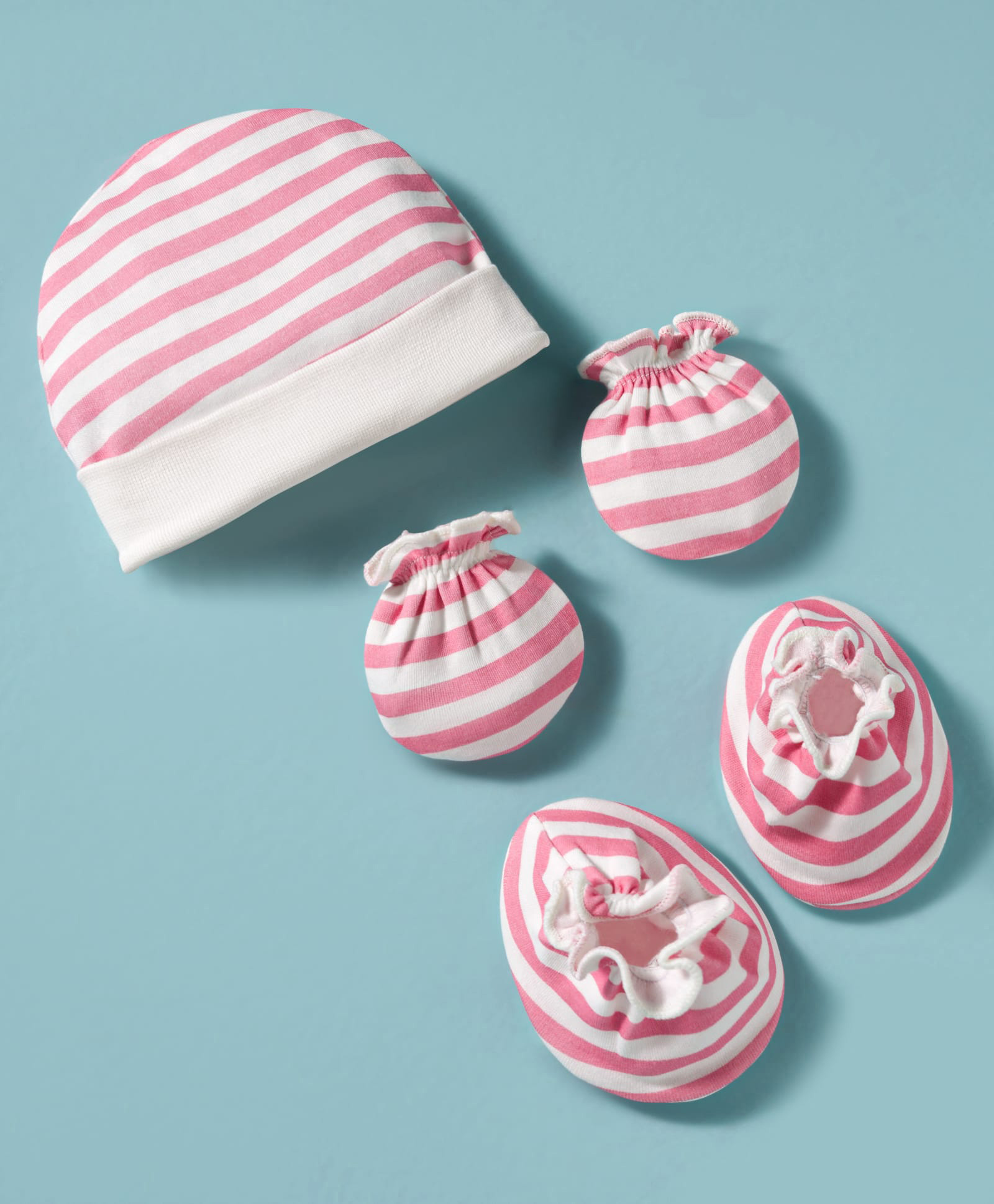 Ben Benny Interlock Knit Striped Cap Mitten & Booties Pink - Diameter 8.5 cm-image-19