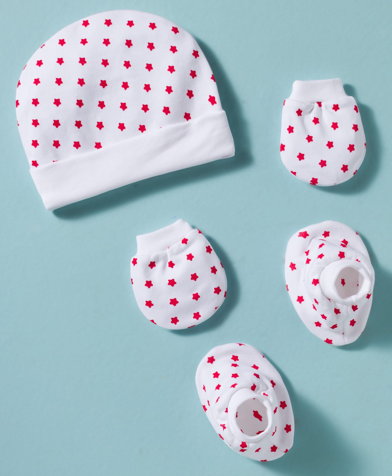 Ben Benny Interlock Knit Star Printed Cap Mitten & Booties White - Diameter 9.5 cm-picture-20
