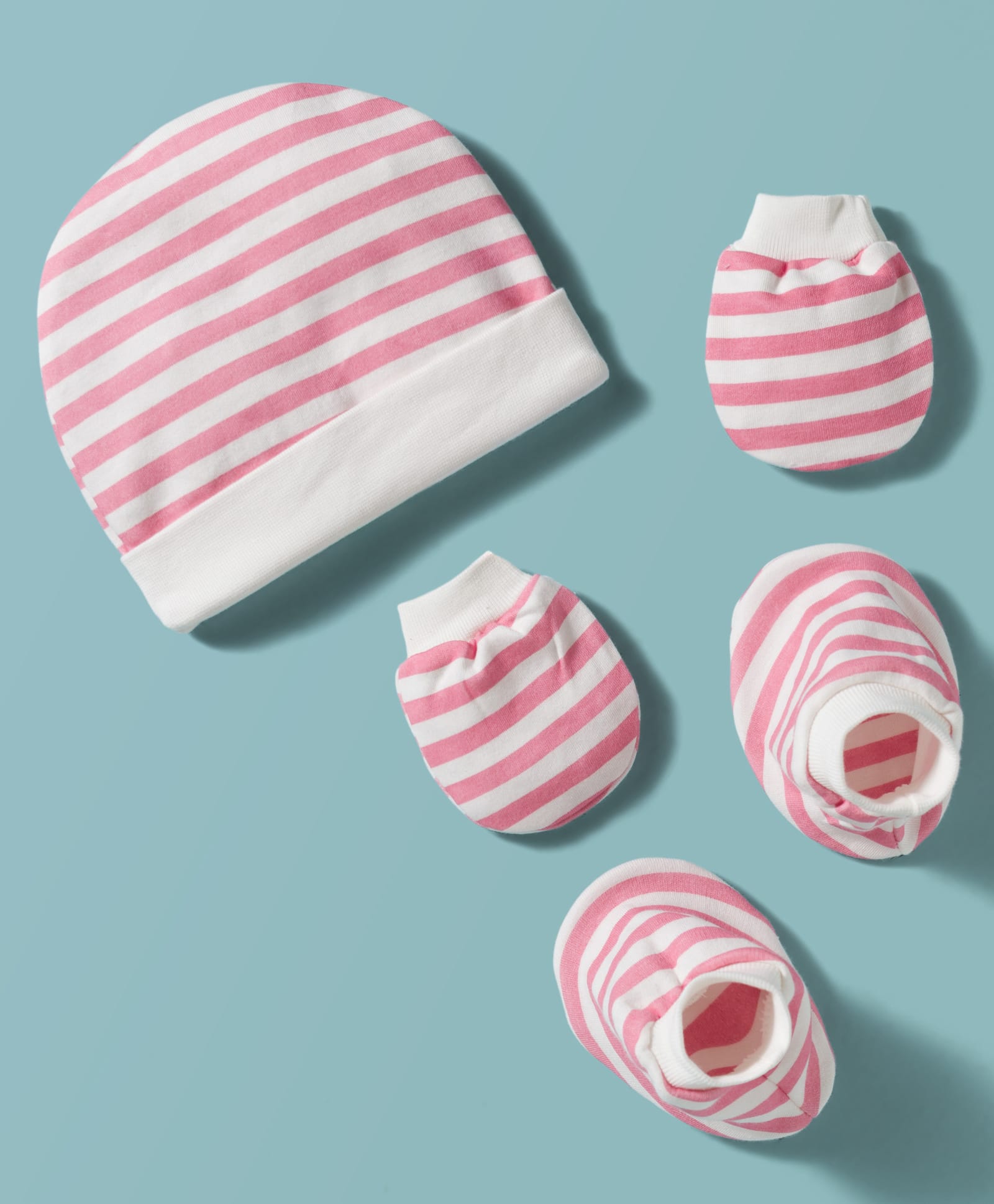 Ben Benny Interlock Knit Striped Cap Mitten & Booties White - Diameter 9.5 cm-picture-23