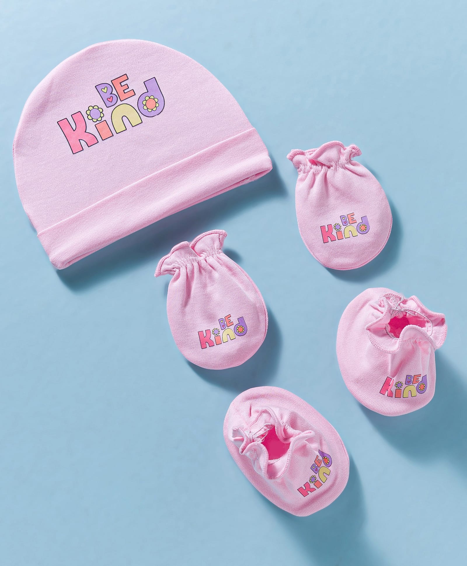 Ben Benny Interlock Knit Cap, Mitten & Booties With Text Print Pink - Diameter 9 cm-picture-15