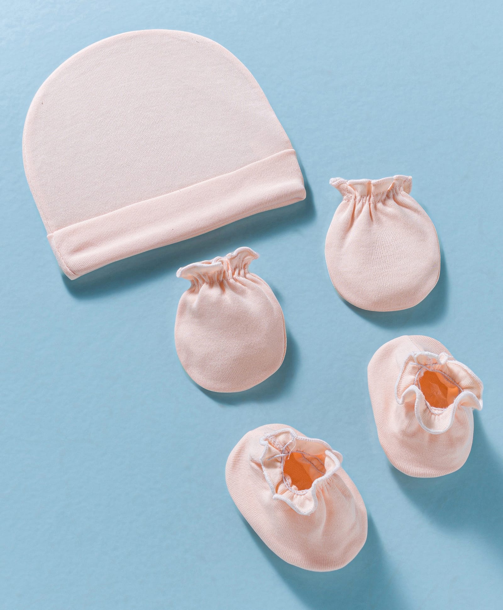 Ben Benny Interlock Knit Cap, Mitten & Booties Set Solid Color Peach - Diameter 8.5 cm-picture-24
