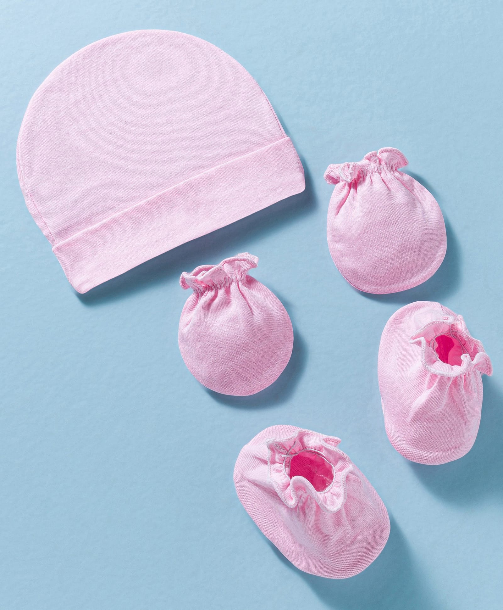 Ben Benny Interlock Knit Cap, Mitten & Booties Set Solid Color Pink - Diameter 8.5 cm-picture-16