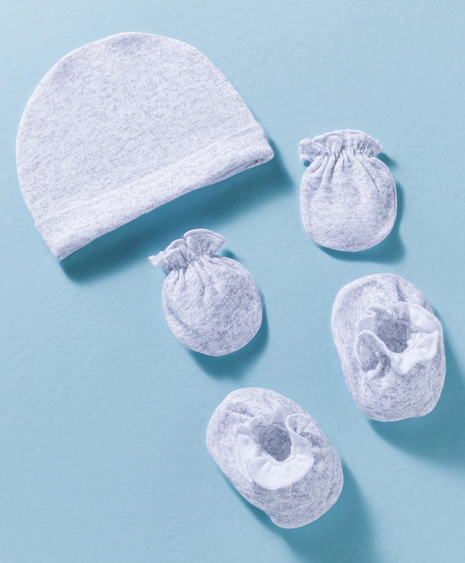 Ben Benny Interlock Knit Cap, Mitten & Booties Set Solid Color Grey - Diameter 8.5 cm-picture-17