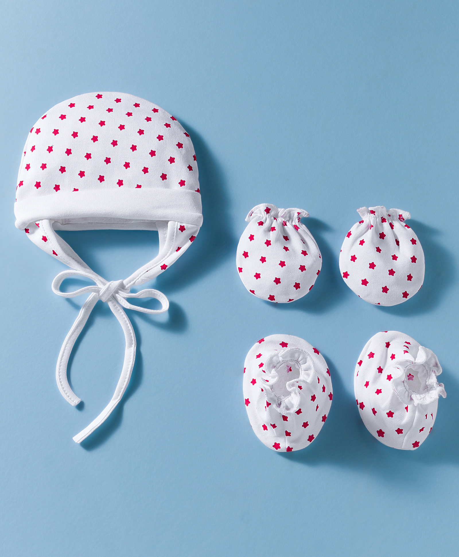 Ben Benny Interlock Knit Cap Mitten & Booties With Star Print White - Diameter 9 cm-image-44