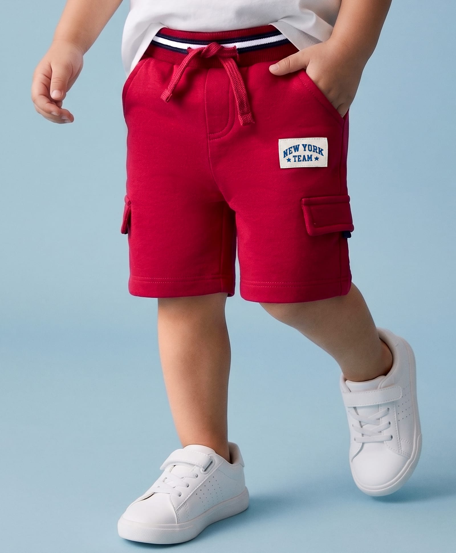 Babyhug Terry Knit Mid Thigh Shorts with Text Patch - Maroon-image-36