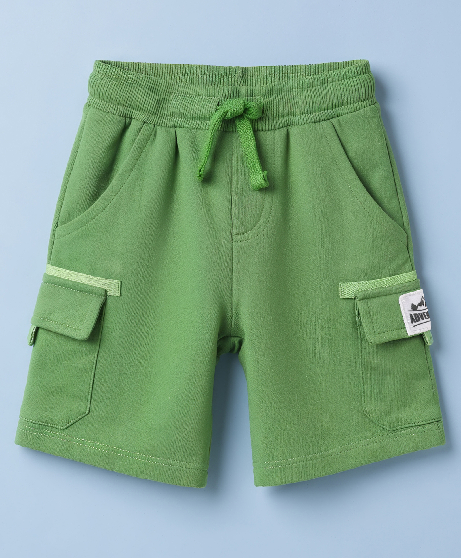 Babyhug Terry Knit Mid Thigh Shorts With Cargo Pockets & Patch - Green-image-35