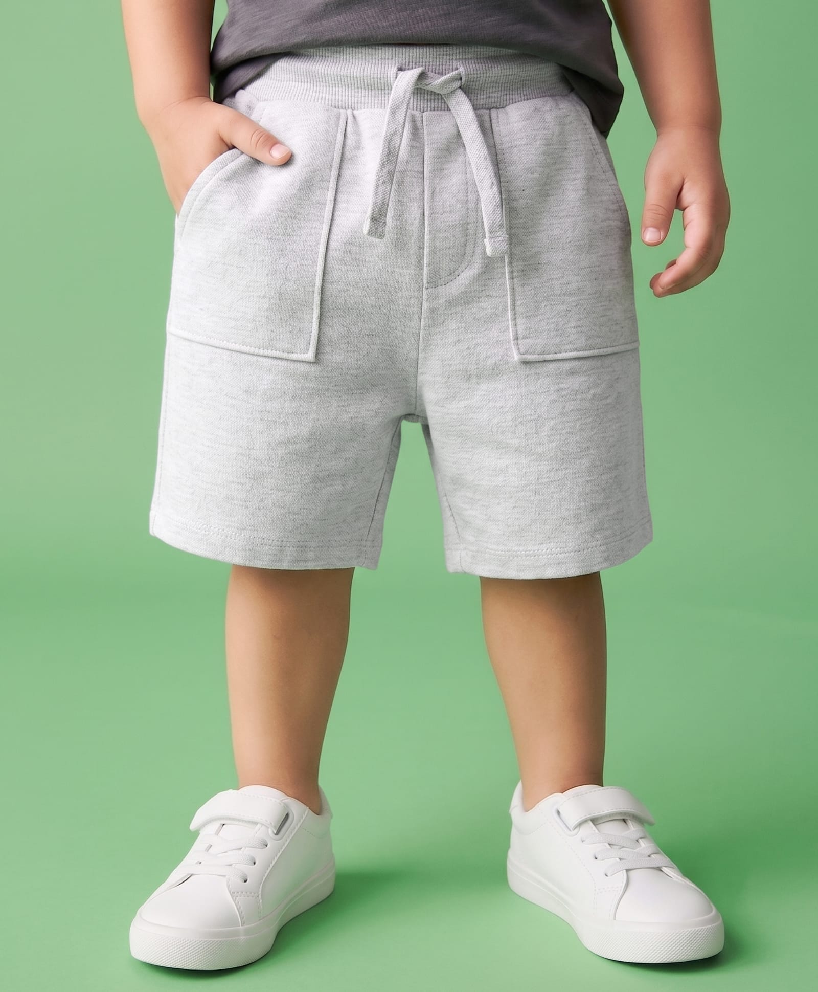Babyhug Terry Knit Mid Thigh Length Solid Color Shorts with Pocket - White-picture-34
