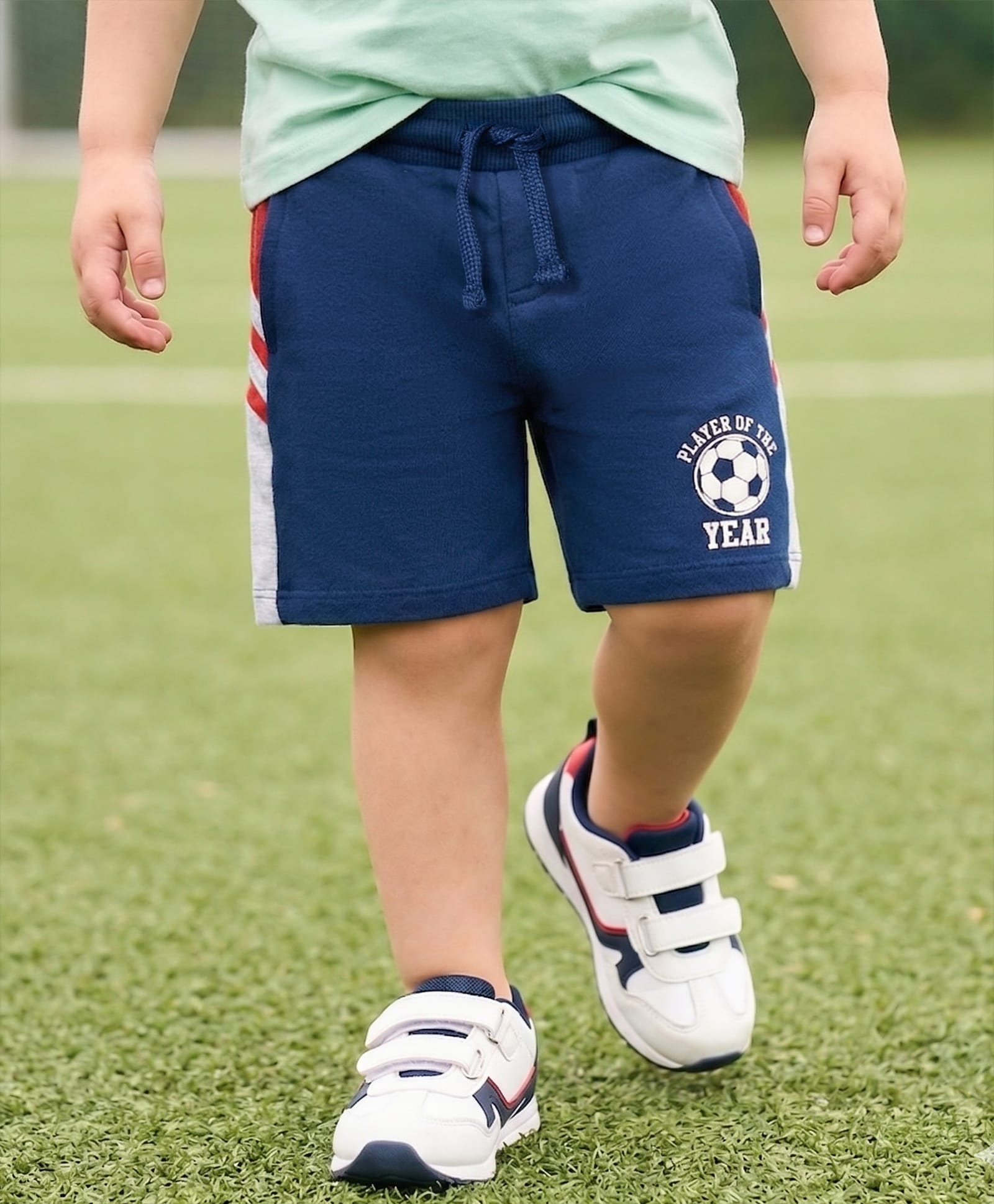 Babyhug Terry Knit Mid Thigh Length Cut & Sew Shorts with Sport Print - Multicolor-image-46
