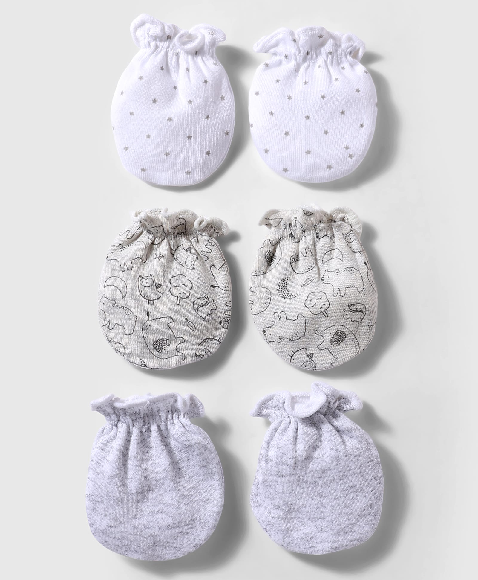 Ben Benny Interlock Knit Star & Animal Printed Mittens Set of 3 - Multicolor-picture-22