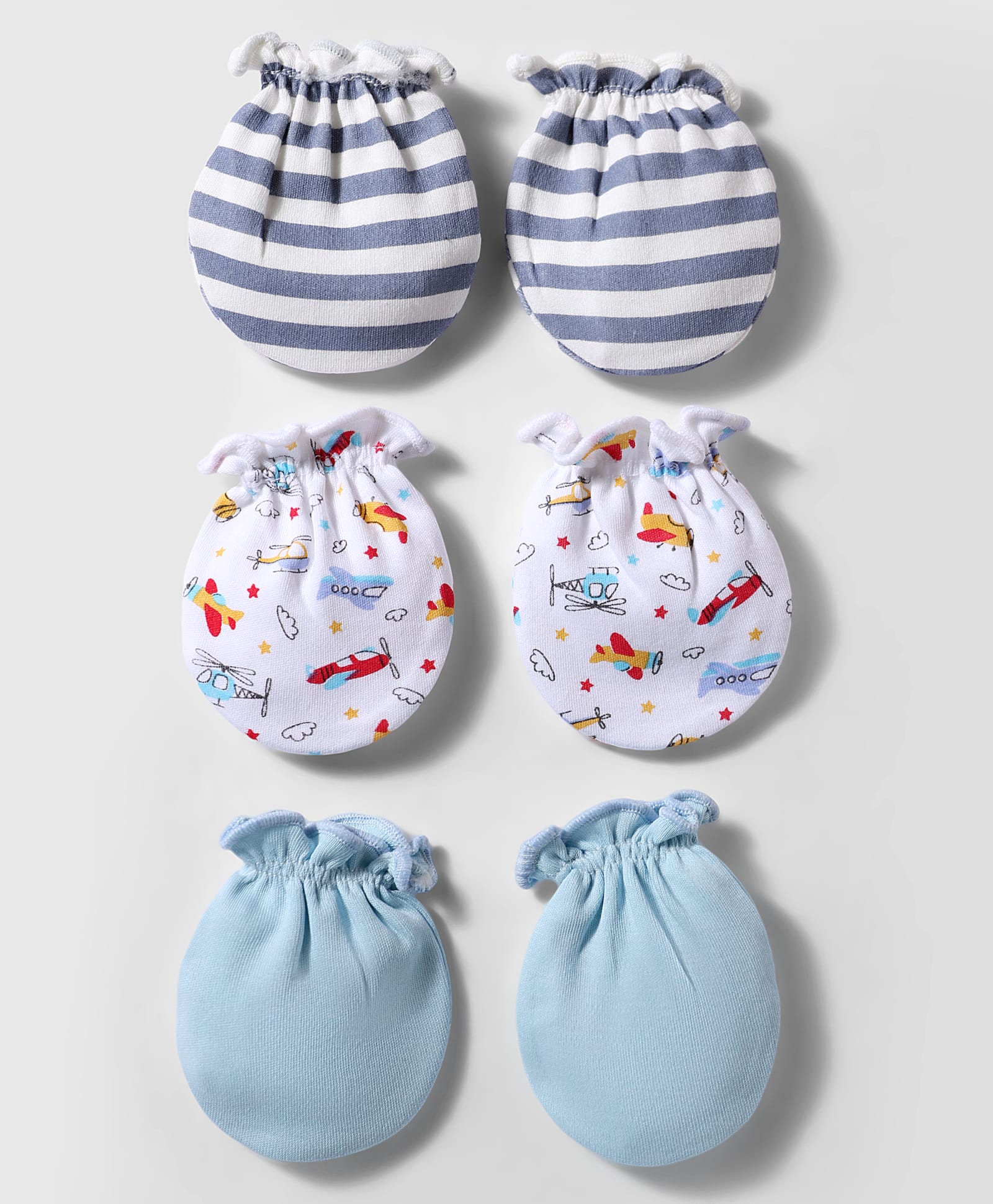 Ben Benny Interlock Knit Stripe & Vehicle Printed Mittens Set of 3 - Multicolor-picture-17