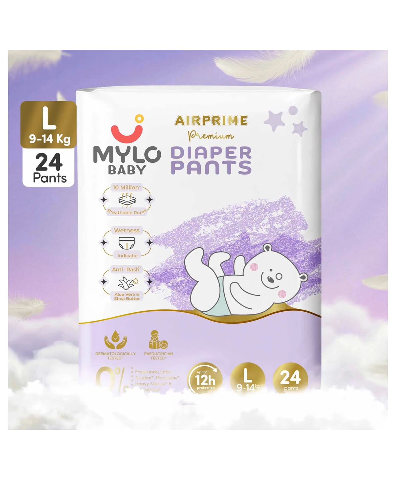 Mylo AirPrime Premium Diaper Pants Large, 9 to 14 kg, 24 Pieces, Ultra Thin, Breathable, 12 Hours Protection, No Rashes-picture-34