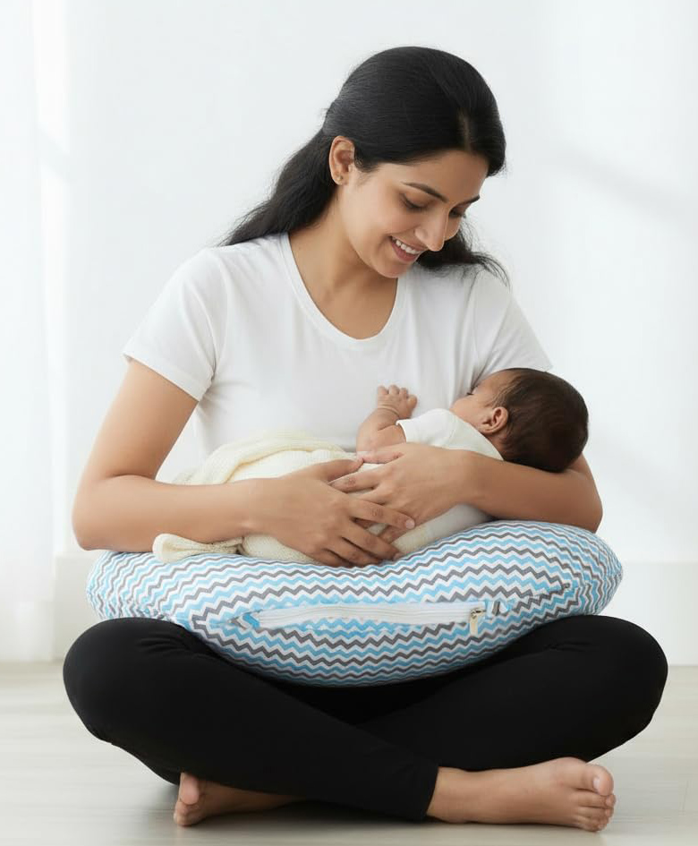 BAYBEE 6 in 1 Feeding Pillow for New Born Baby | Feeding Pillow for Breastfeeding with Adjustable Waist Strap | 100% Cotton with Removable Cover Baby Feeding Pillow | Breastfeeding & Support Pillow-picture-28
