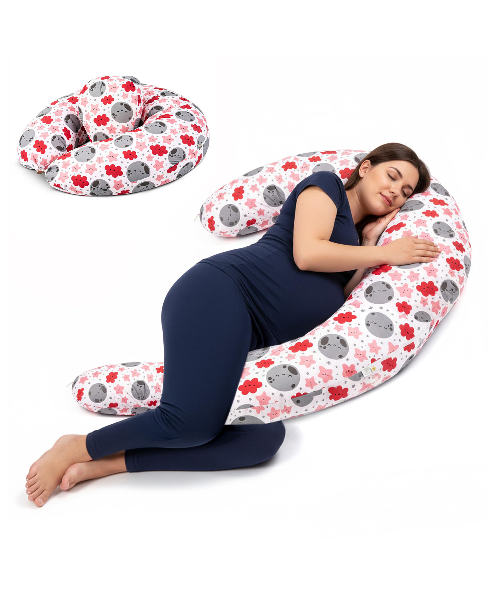BAYBEE U-Shape Pregnancy Pillow for Women | Maternity Pillows for Pregnancy Sleeping with Removable & Washable Cover | Side & Long Pillow for Bed, Back Pain & Hip Support for Pregnant Women (Pink)-image-29