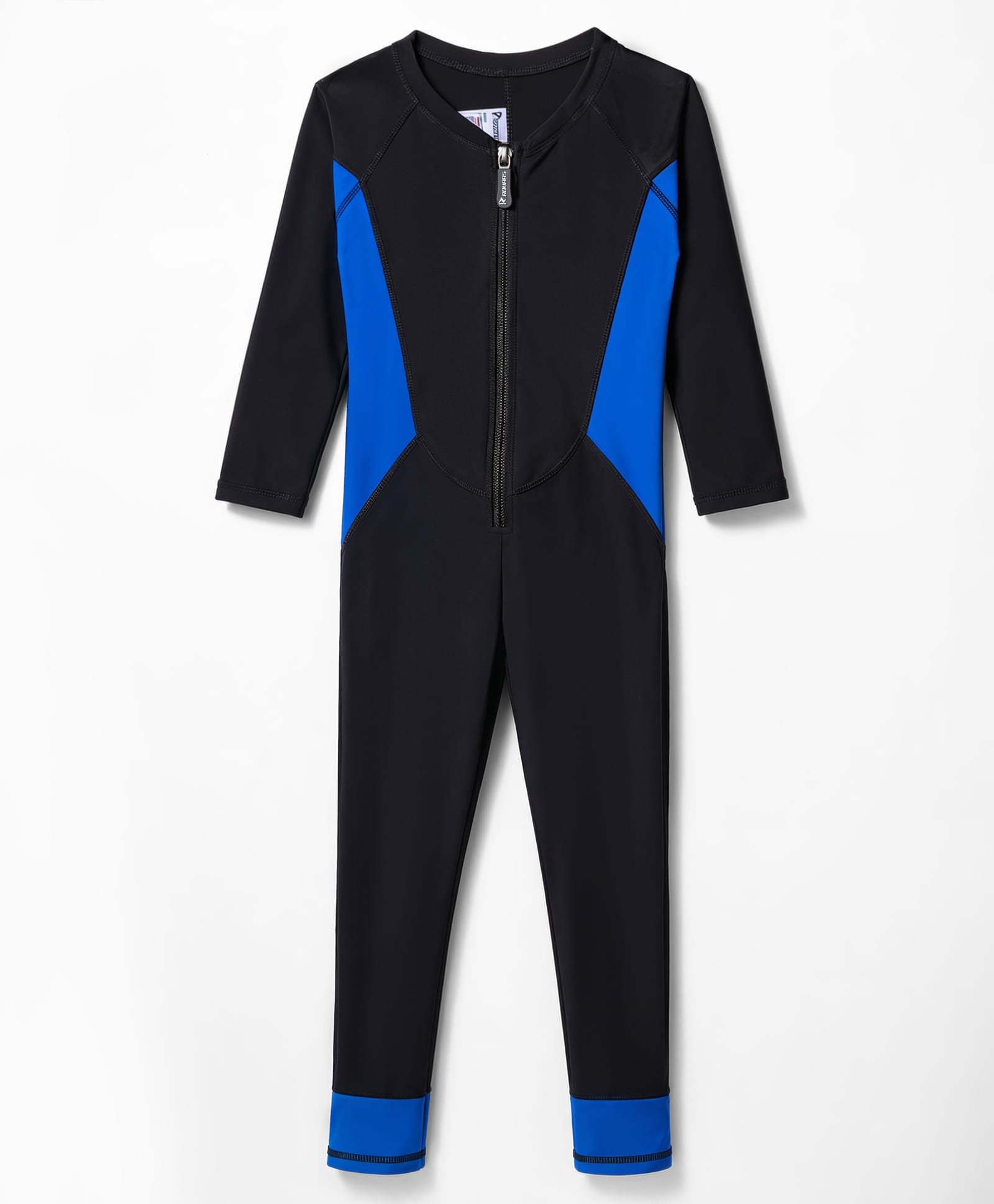ROVARS Full Raglan Sleeves Solid Legged Swimsuit - Black & Royal Blue-picture-18