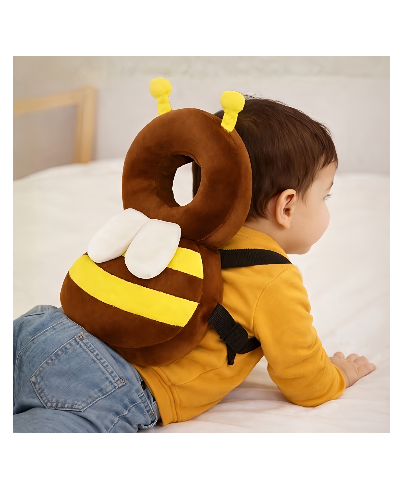 KidDough Bee Shape Head Protector, Cushioned Backpack for Babies Lightweight, Green-image-44