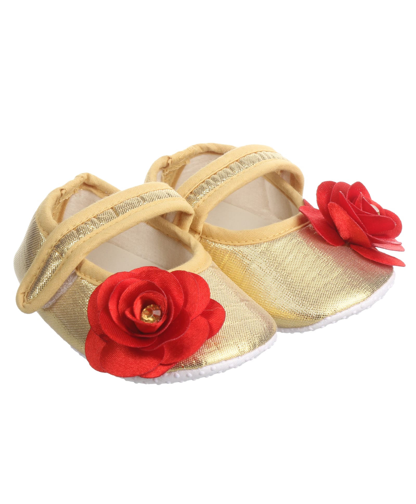 Daizy Floral Applique Detailed Velcro Closure Booties - Gold-picture-20