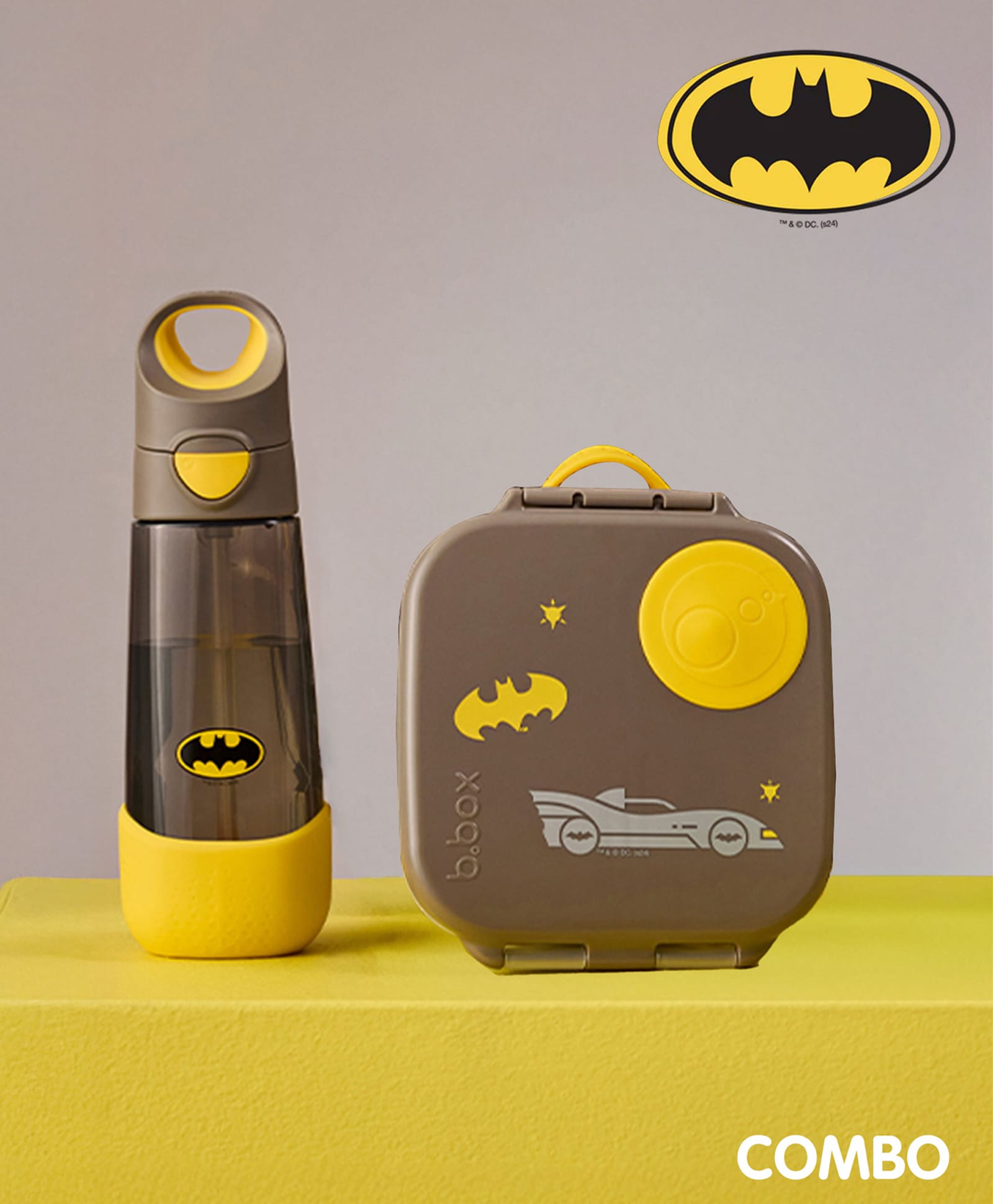 b.box Batman Kids Mini Lunch Box with Compartments & Tritan Water Bottle - Back to School Combo, BPA Free, Leakproof, Ideal for School, Suitable for 3+ Years-image-6