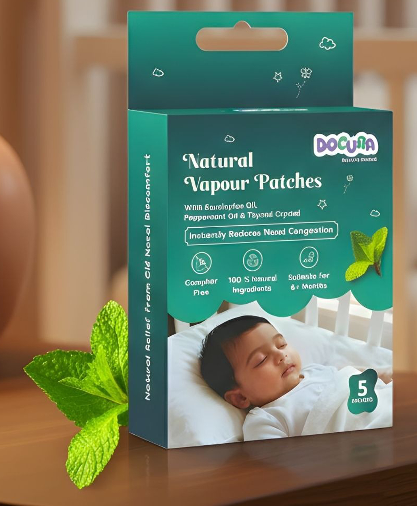 Docura Natural Vapour Patches for Babies, 100% Natural Ingredients, Suitable for 6+ Months, Lasts Upto 8 Hrs (5 Patches in 1 Box)-picture-11