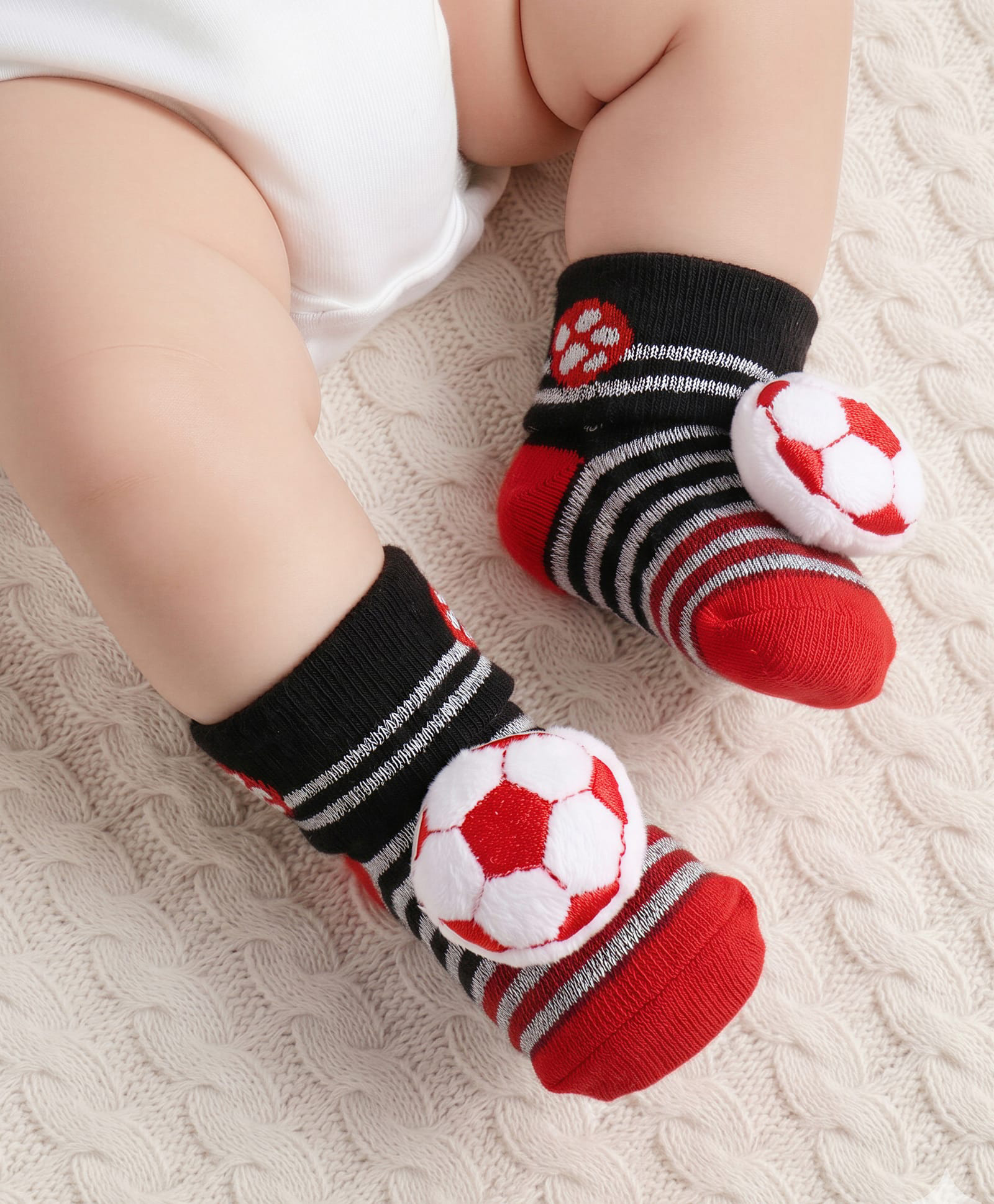 Cute Walk by Babyhug Ankle Length Socks Shoes With Ball Applique & Stripes - Multicolour-picture-10