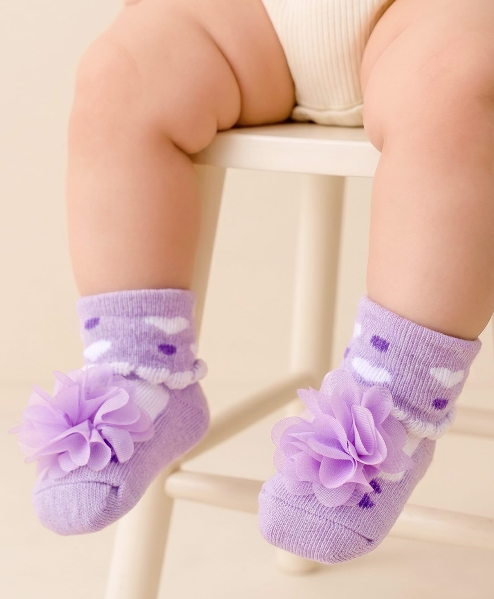 Cute Walk by Babyhug Ankle Length Socks Shoes With Floral Applique & Hearts Design - Purple-image-30
