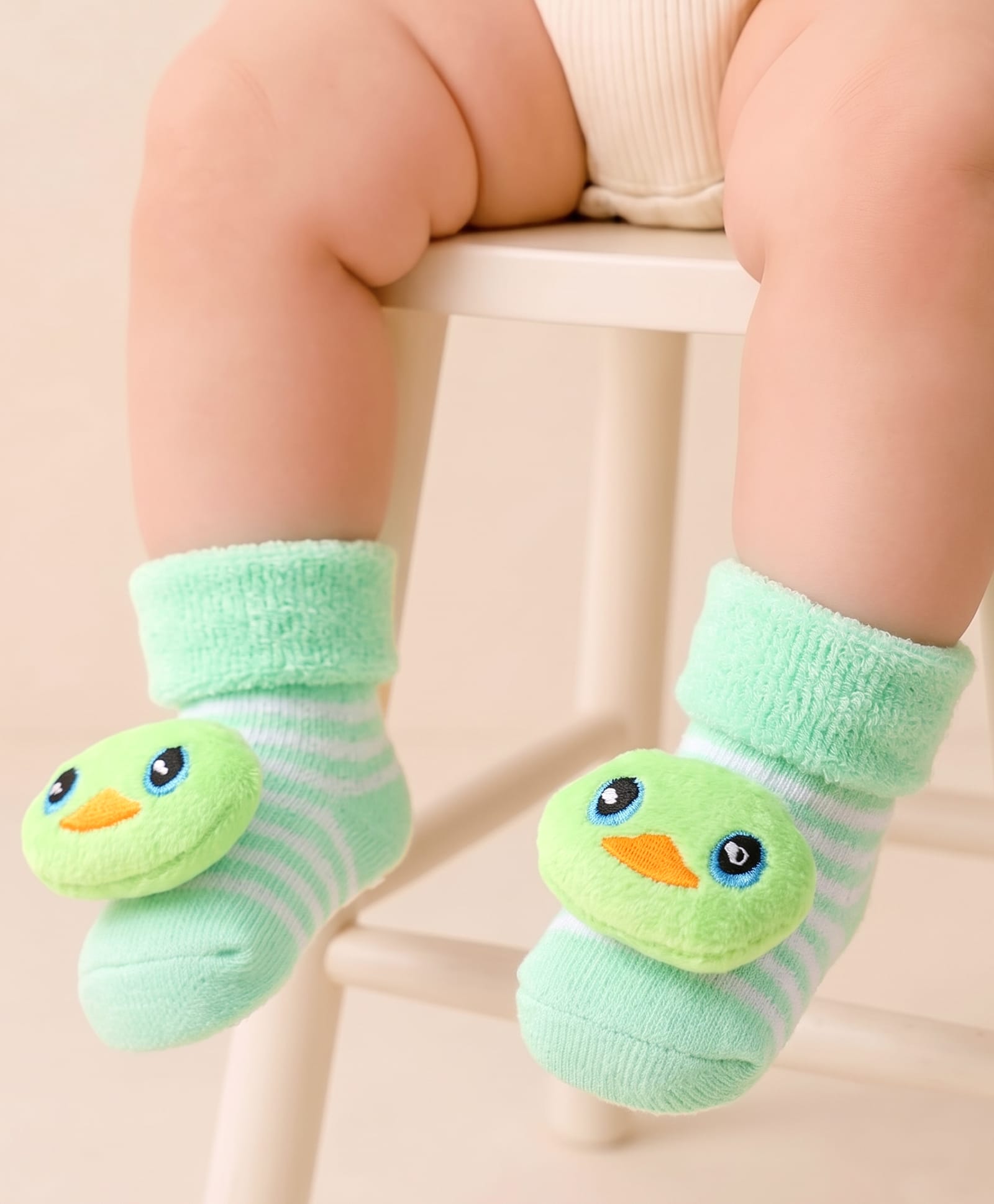 Cute Walk by Babyhug Fabric Ankle Length Socks Shoes with Duck Applique- Sea Green-picture-28