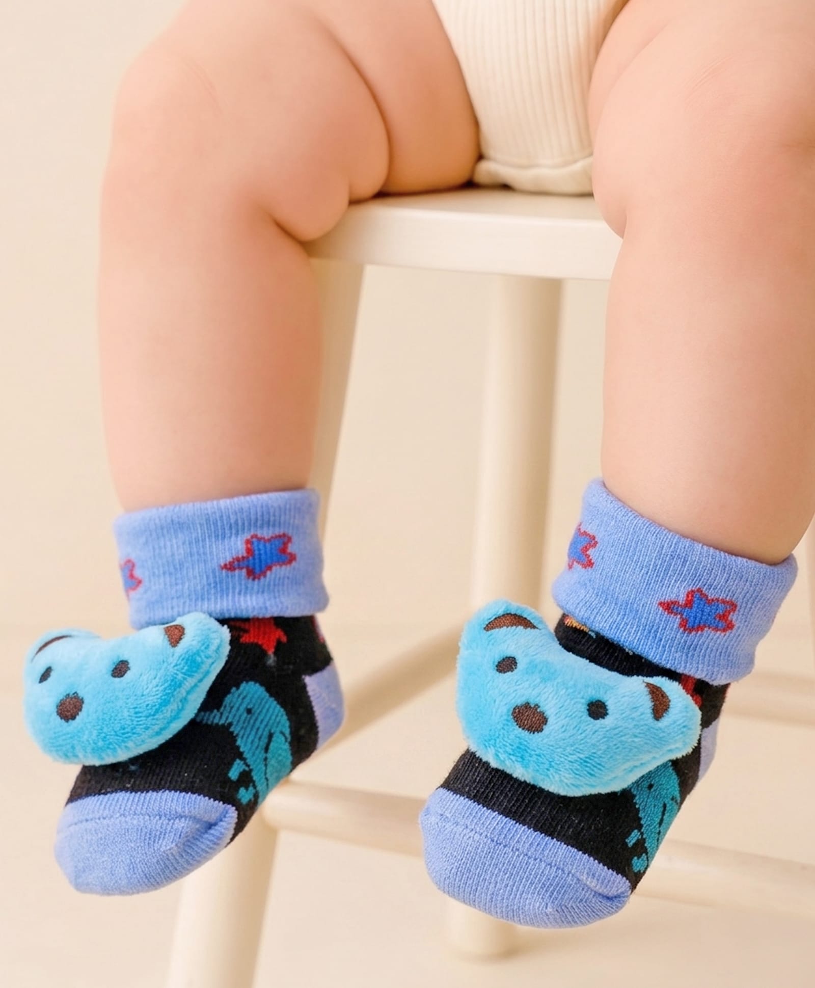 Cute Walk by Babyhug Fabric Ankle Length Socks Shoes with Animal Design & Applique- Blue & Black-image-40