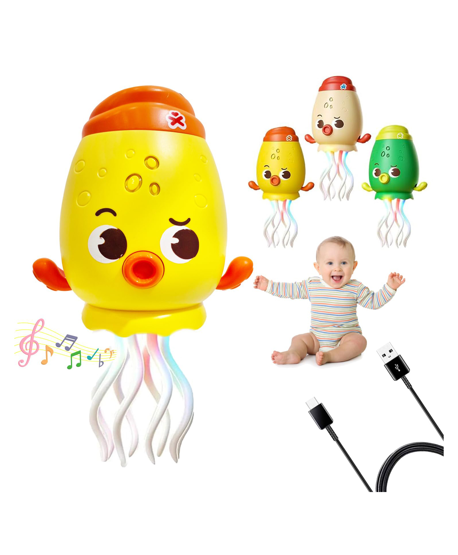 Muren Dancing Octopus Toy for Kid With Auto-Avoid Crawling Octopus, USB Rechargeable, Lights And Music, Interactive Dancing Walking Moving Sensory Induction Octopus Toys-(Color May Vary)-image-0