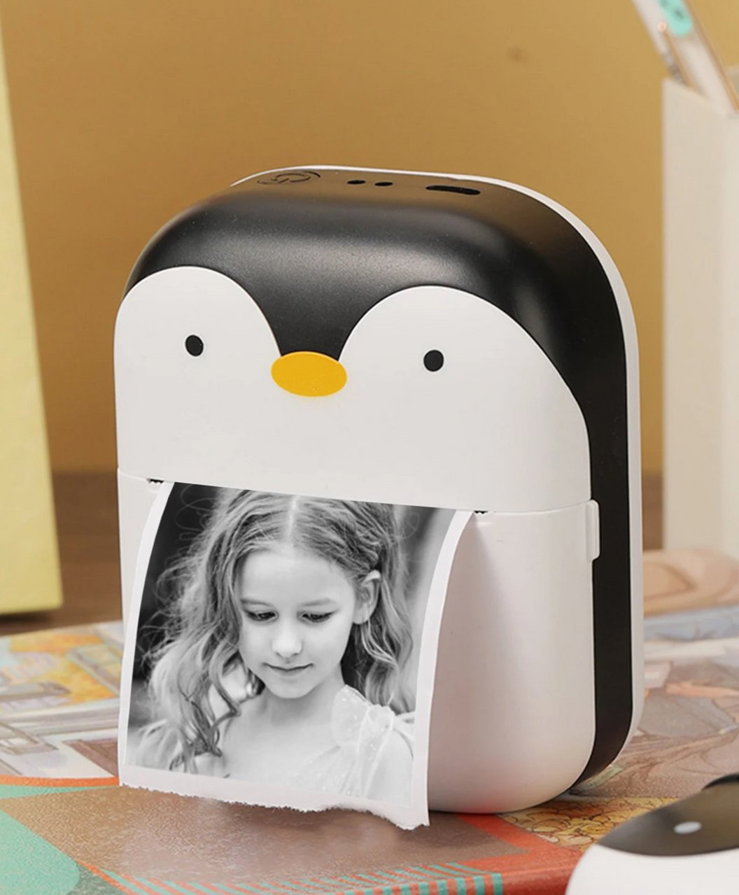 Muren Mini Sticker Printer, Mini Pocket Printer with 1 Roll Thermal Paper, Mini Thermal Pocket Printer, iOS Android APP (Design and Color May Vary)-image-2