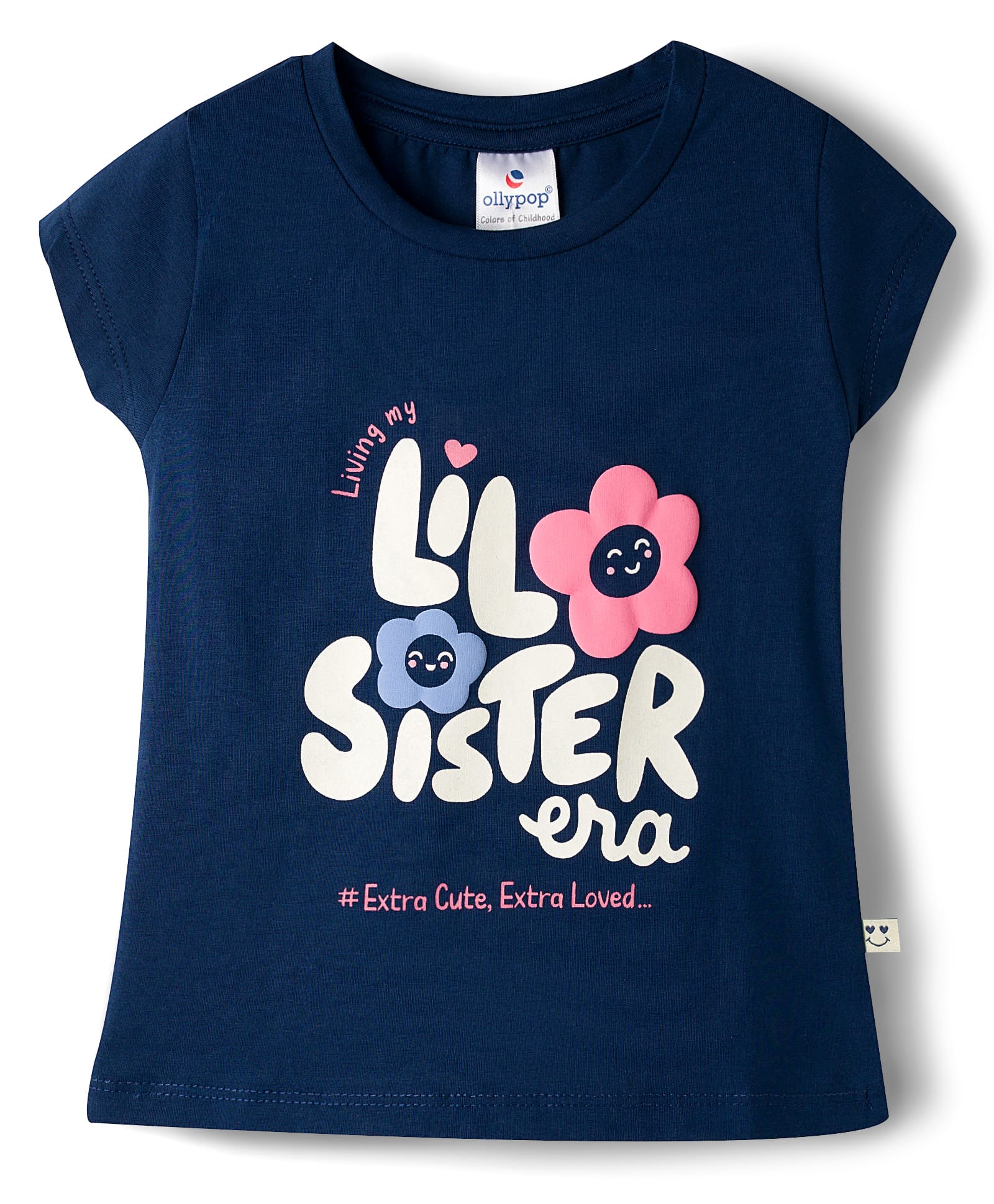 Ollypop Cotton Knit Half Sleeves T-Shirt with Text Print - Navy Blue-picture-38