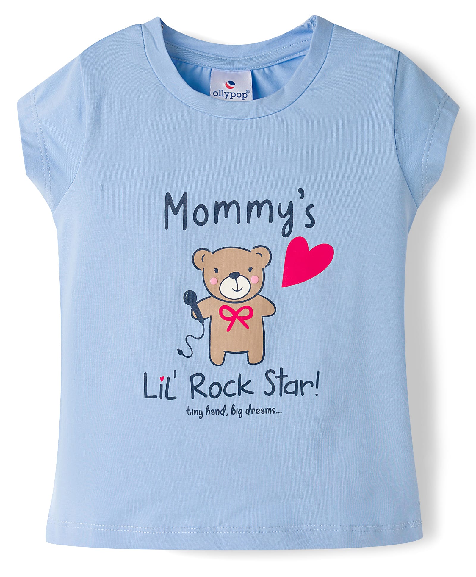 Ollypop Cotton Knit Half Sleeves T-Shirt with Text Print - Light Blue-picture-28