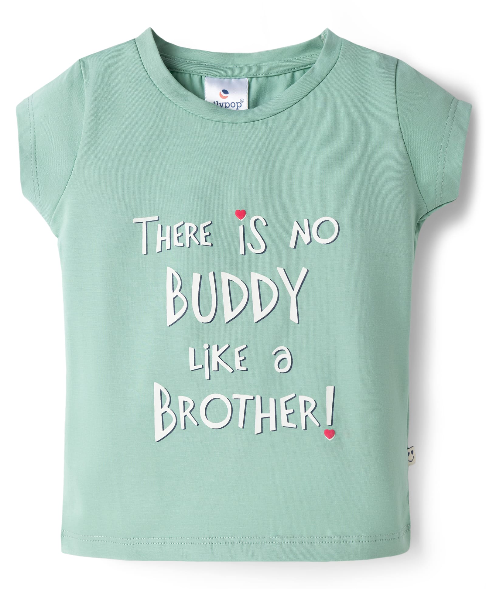 Ollypop Cotton Knit Half Sleeves T-Shirt with Text Print - Sea Green-picture-37