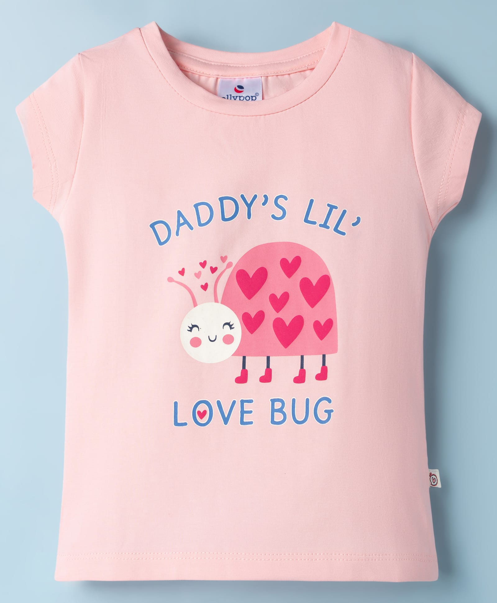 Ollypop Cotton Knit Half Sleeves T-Shirt with Text Print - Pink-picture-10