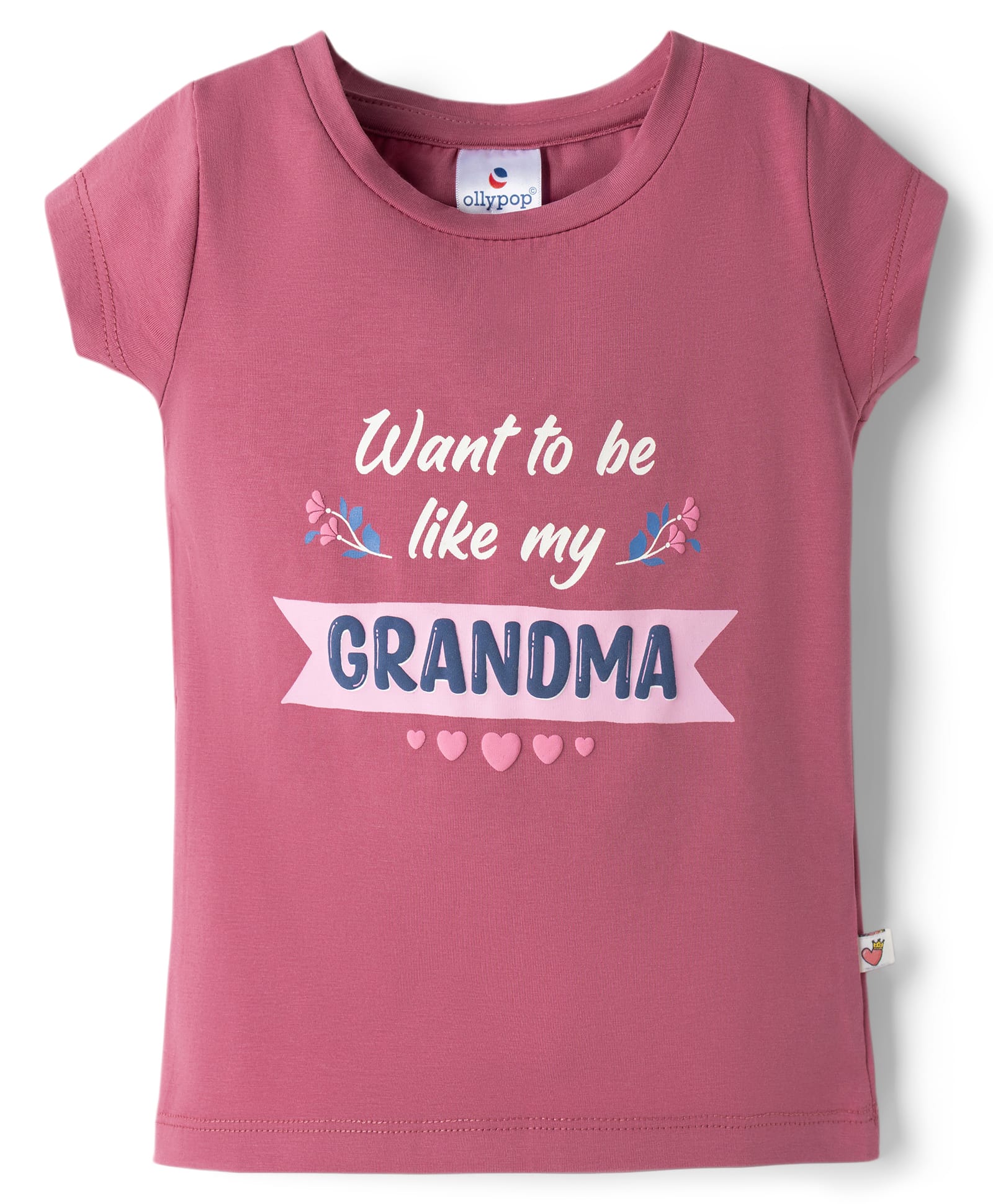 Ollypop Cotton Knit Half Sleeves T-Shirt with Text Print - Rose Gold-picture-33