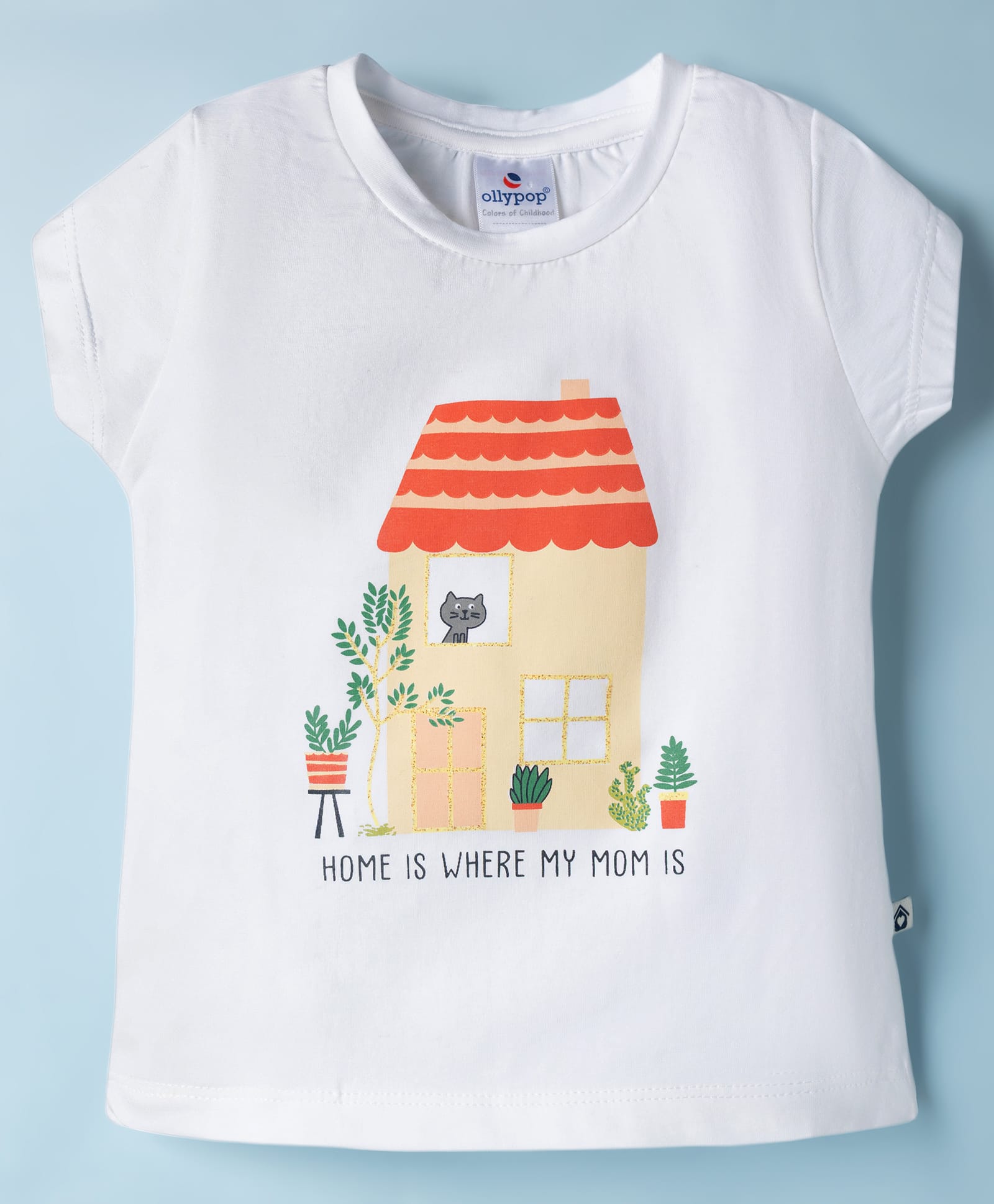 Ollypop Cotton Knit Half Sleeves T-Shirt with Text Print - White-picture-17