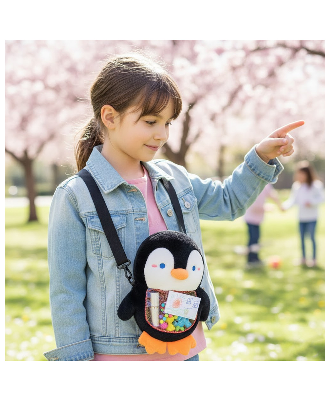Sanjary Cute Penguin Plush Crossbody Bag for Kids with Adjustable Strap, Soft Fabric, Zipper Pocket, and Fun Cartoon Design-image-22