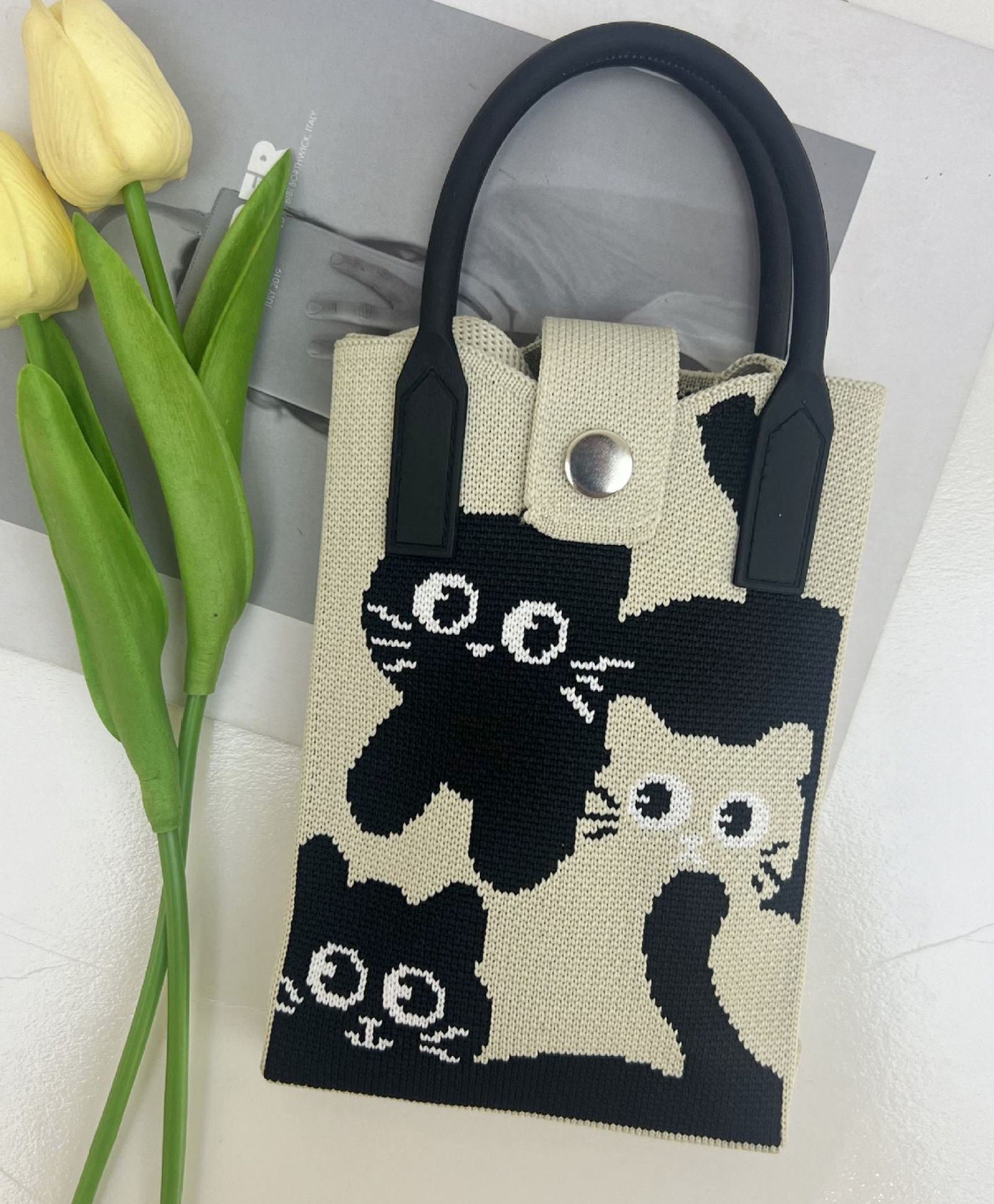 Sanjary Cute Knit Animal Crossbody Phone Bag with Adjustable Strap, Mini Tote Style, Soft Fabric, and Cartoon Design for Daily Use color design may vary-picture-18