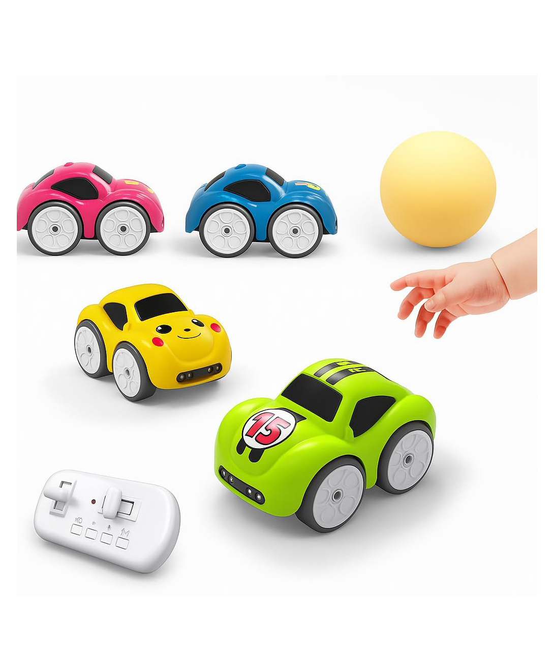 Sanjary Colorful Remote Control Mini Car Set with Cartoon Designs, Easy Controller, Smooth Wheels, and Fun Racing Play for Kids color design may vary-image-47