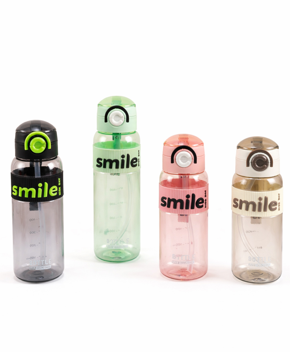 Sanjary Play Double Sipper 1000ml Sports Water Bottle with Straw, Leakproof Flip Lid, Carry Strap, Durable, Lightweight, Clear Design color design may vary-image-9