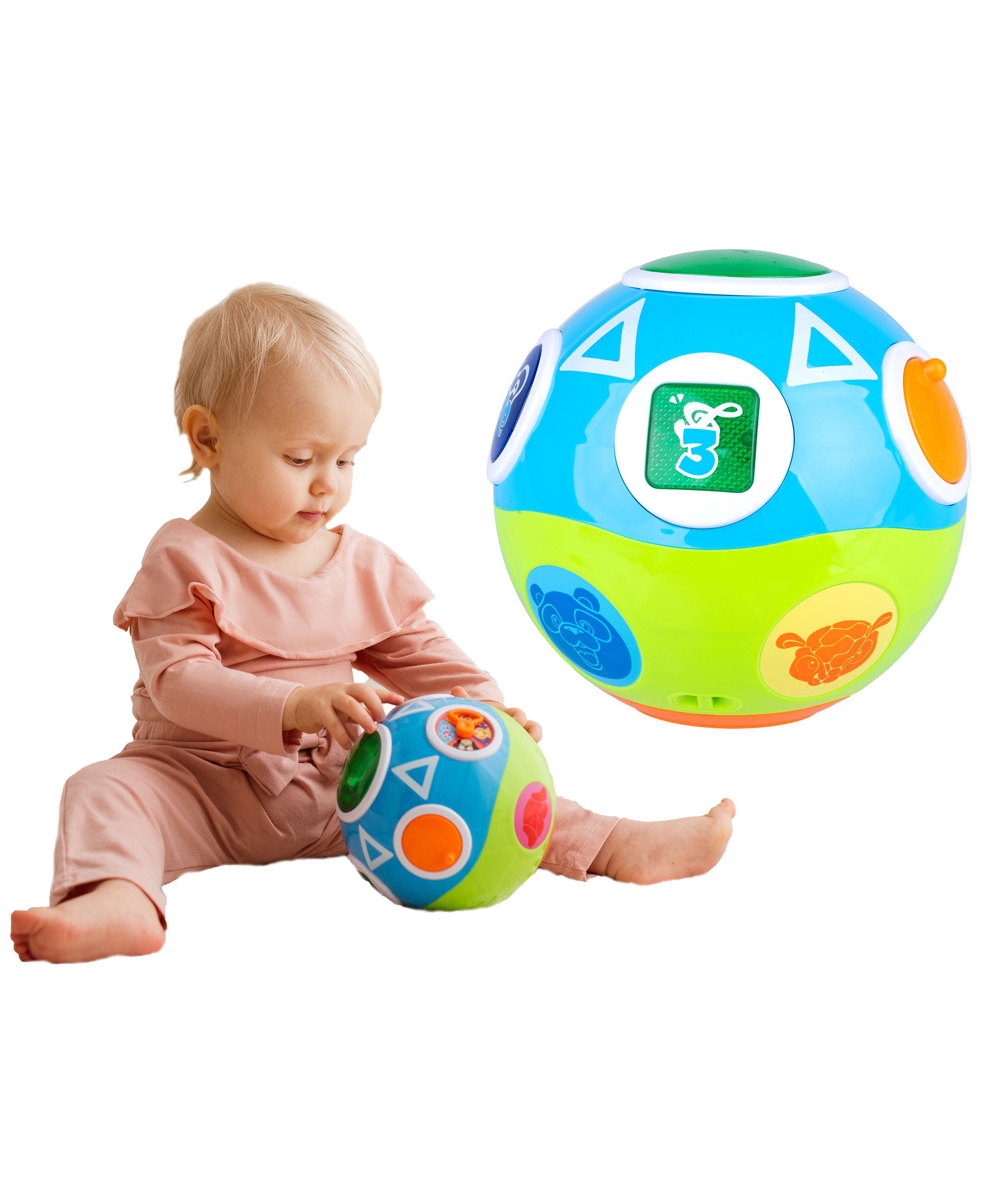 Sanjary Interactive Musical Activity Ball for Babies, Shape and Number Learning Toy, Colorful Rolling Educational Play Ball for Toddlers color design may vary