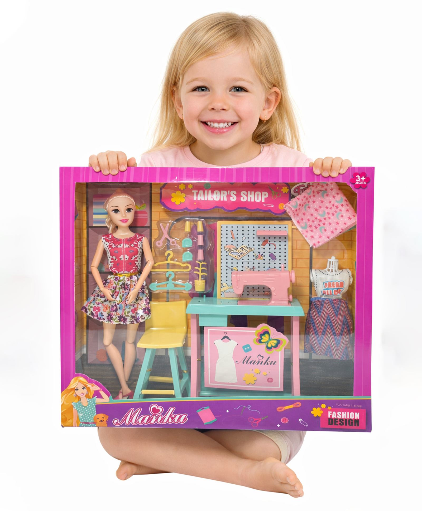 Sanjary Fashion Design Tailor Shop Doll Playset with Sewing Machine, Dress Form, Accessories, and Stylish Doll for Creative Roleplay Fun color design may vary-image-39