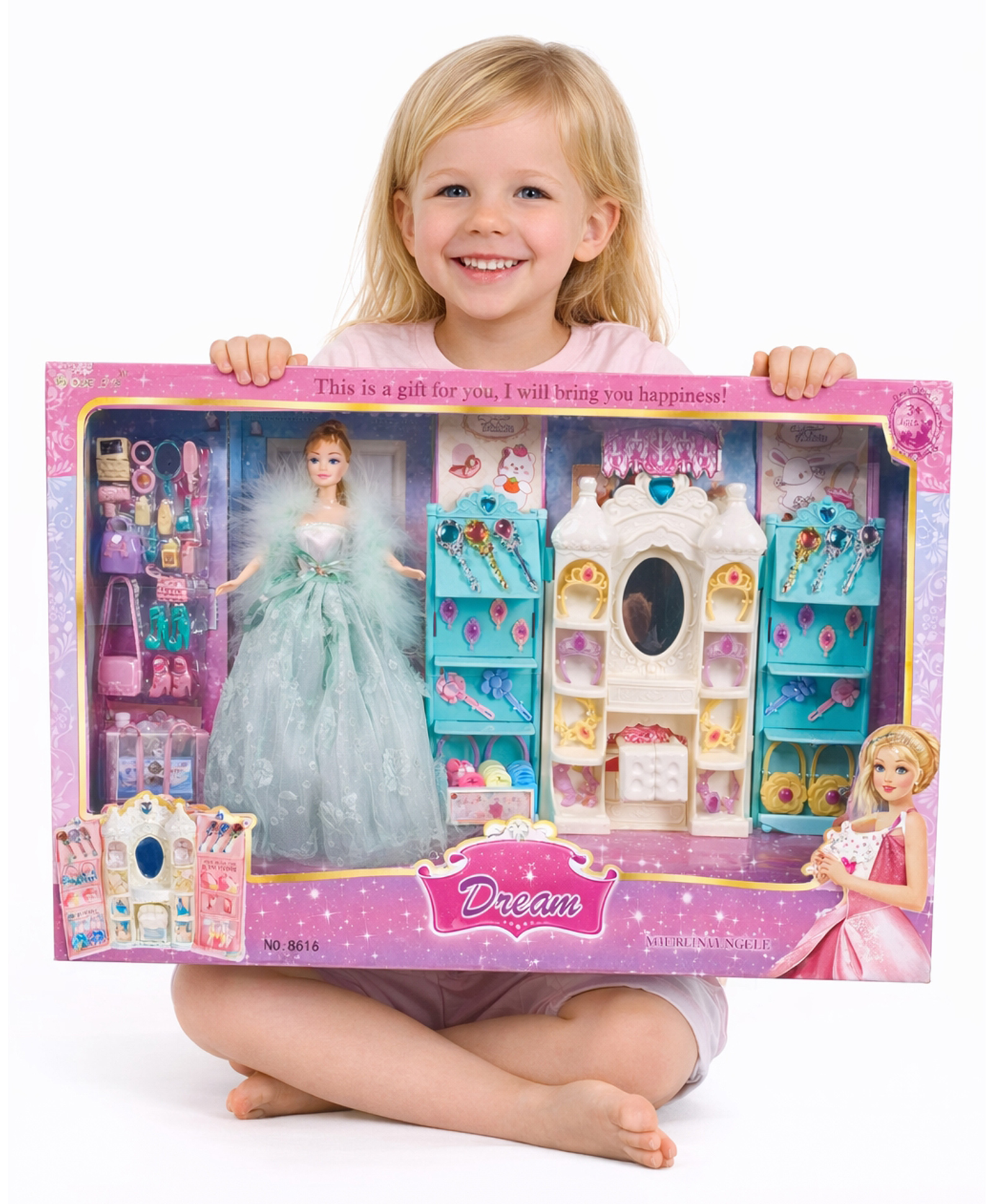 Sanjary Princess Dream Vanity Doll Playset with Wardrobe, Mirror, Jewelry, Handbags, Accessories and Fashion Doll for Imaginative Dress-Up Roleplay color design may vary-image-29
