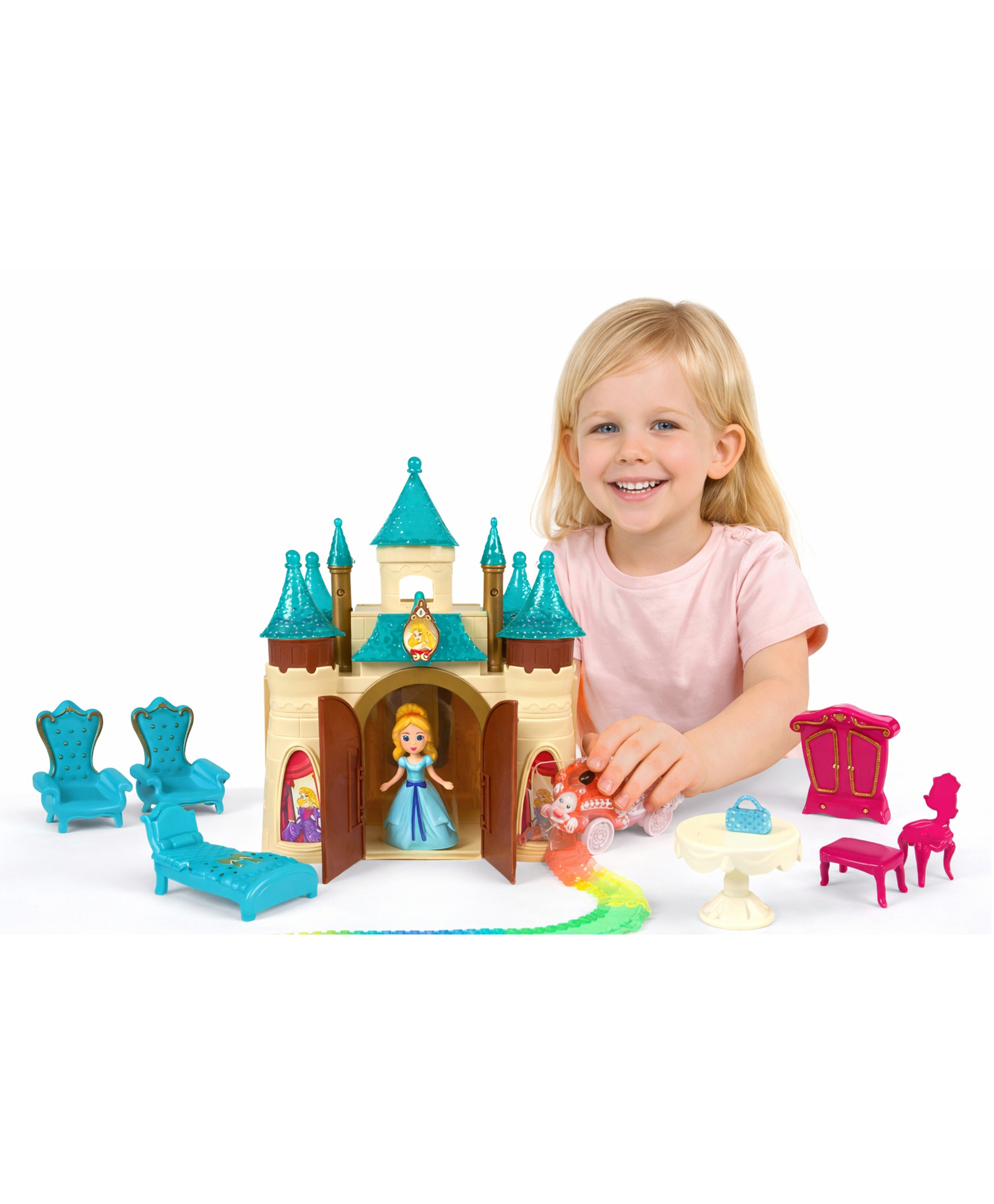 Sanjary Princess Dream Castle Playset with Furniture, Royal Accessories, Mini Doll, Fantasy Palace, Imaginative Role Play Toy for Kids color design may vary-image-10