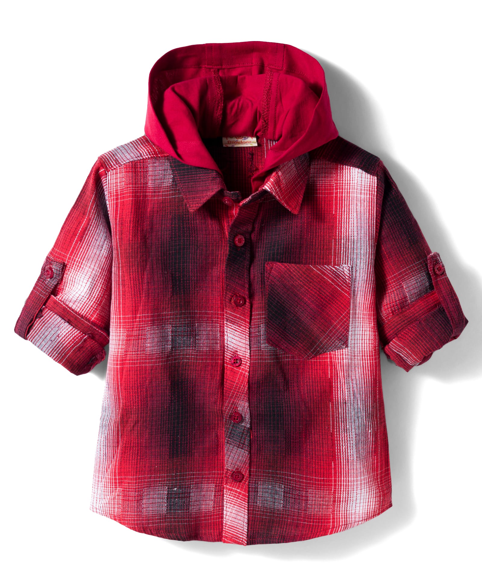 Rikidoos Cotton Woven Full Sleeves Checkered Hooded Shirt - Maroon-picture-19