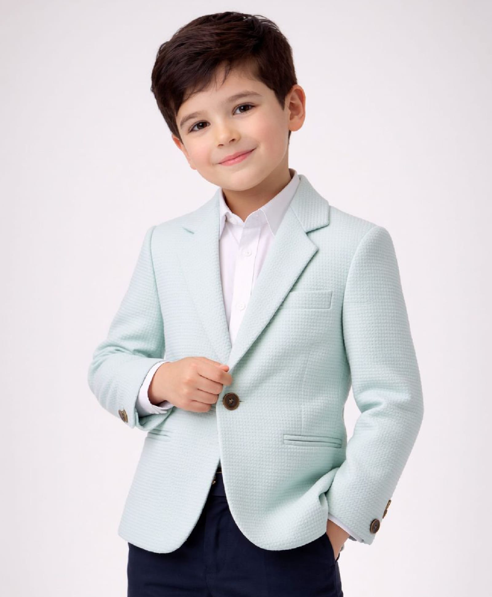 Rare Juniors Embosis Hosiery Full Sleeve Textured Blazer - Mint Green