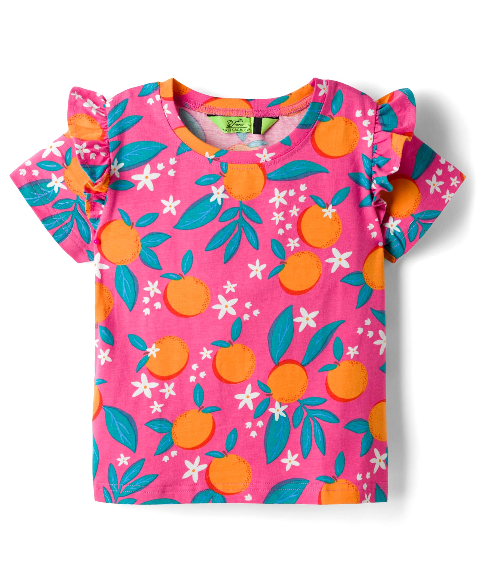 Tiara Cotton Spandex Knit Half Sleeves Fruit Printed Regular Tee - Pink-picture-19
